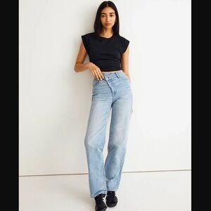 Madewell X Molly Dickson Womens 23 Crossover Baggy Straight Leg Jeans Light Wash